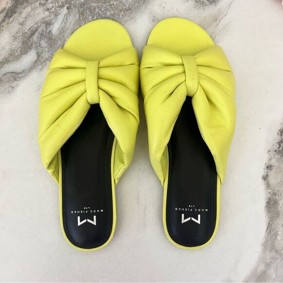 MARC FISHER Olita Slide Sandal In Yellow Leather Size 7.5 NEW - Picture 10 of 17